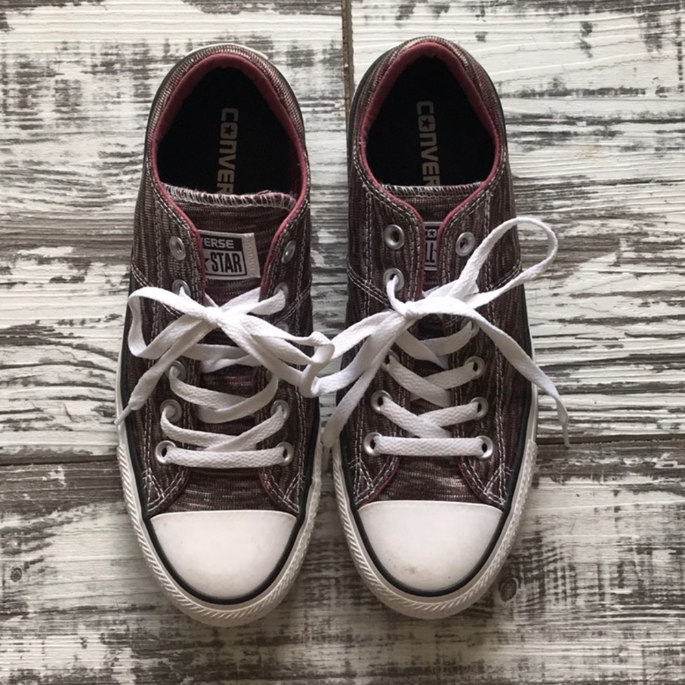 Converse maroon and silver Madison low tops